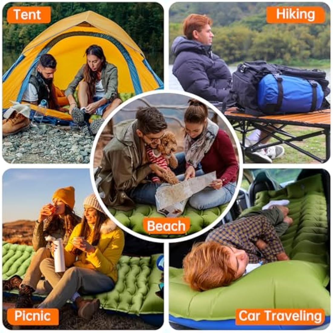 Yuzonc Camping Sleeping Pad, Ultralight Inflatable Camping Mat with Pillow Built-in Foot Pump Portable Inflatable Sleeping Pads Compact for Outdoor Camping, Backpacking, Hiking, Tents
