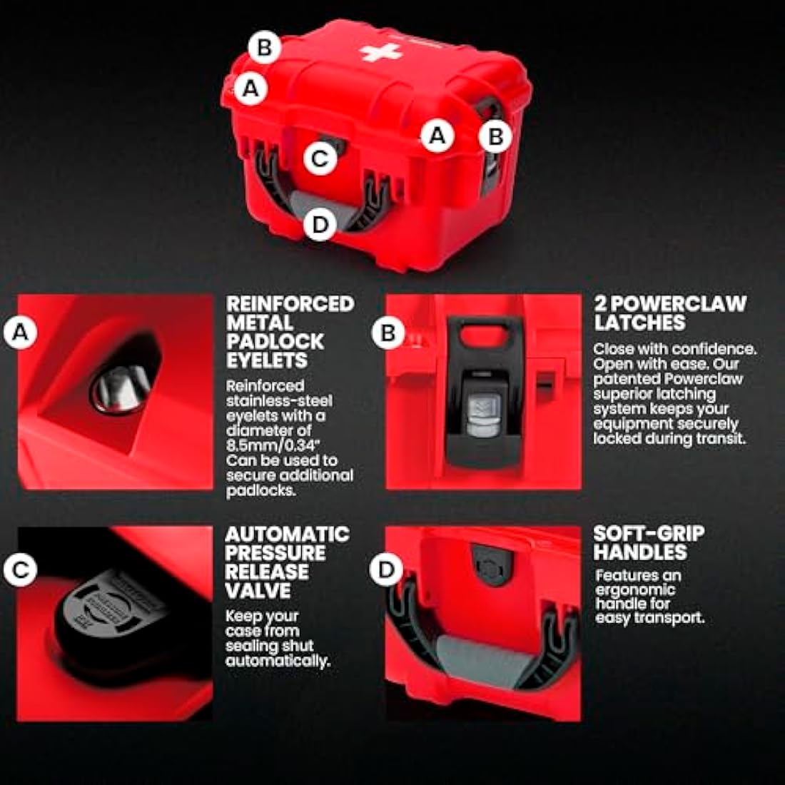Nanuk 908 Waterproof First Aid Prepper Survival Gear Dust and Impact Resistant Case - Empty - Red (908-FSA9)