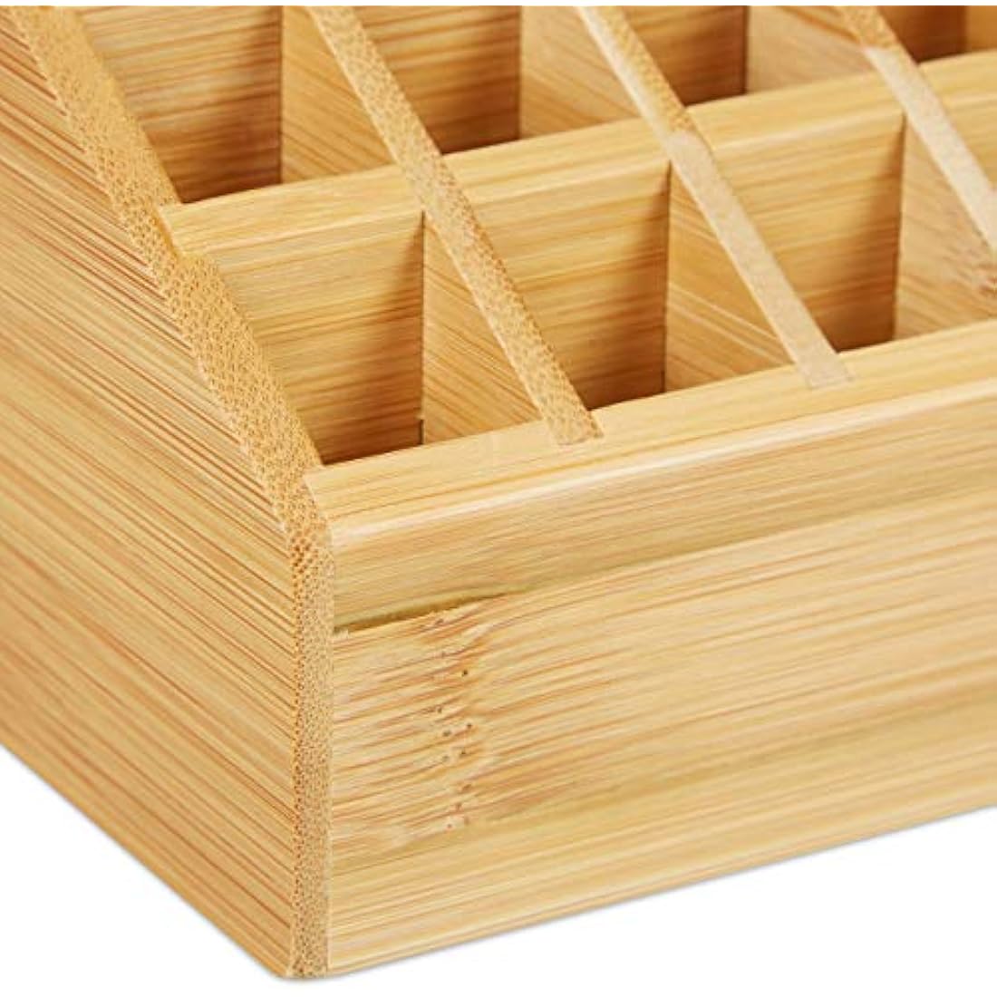 Relaxdays Bamboo Lipstick Organiser, 24 Holders, Natural Look, Rack For Lipsticks & Brush, HWD 10x23x9 cm, Natural
