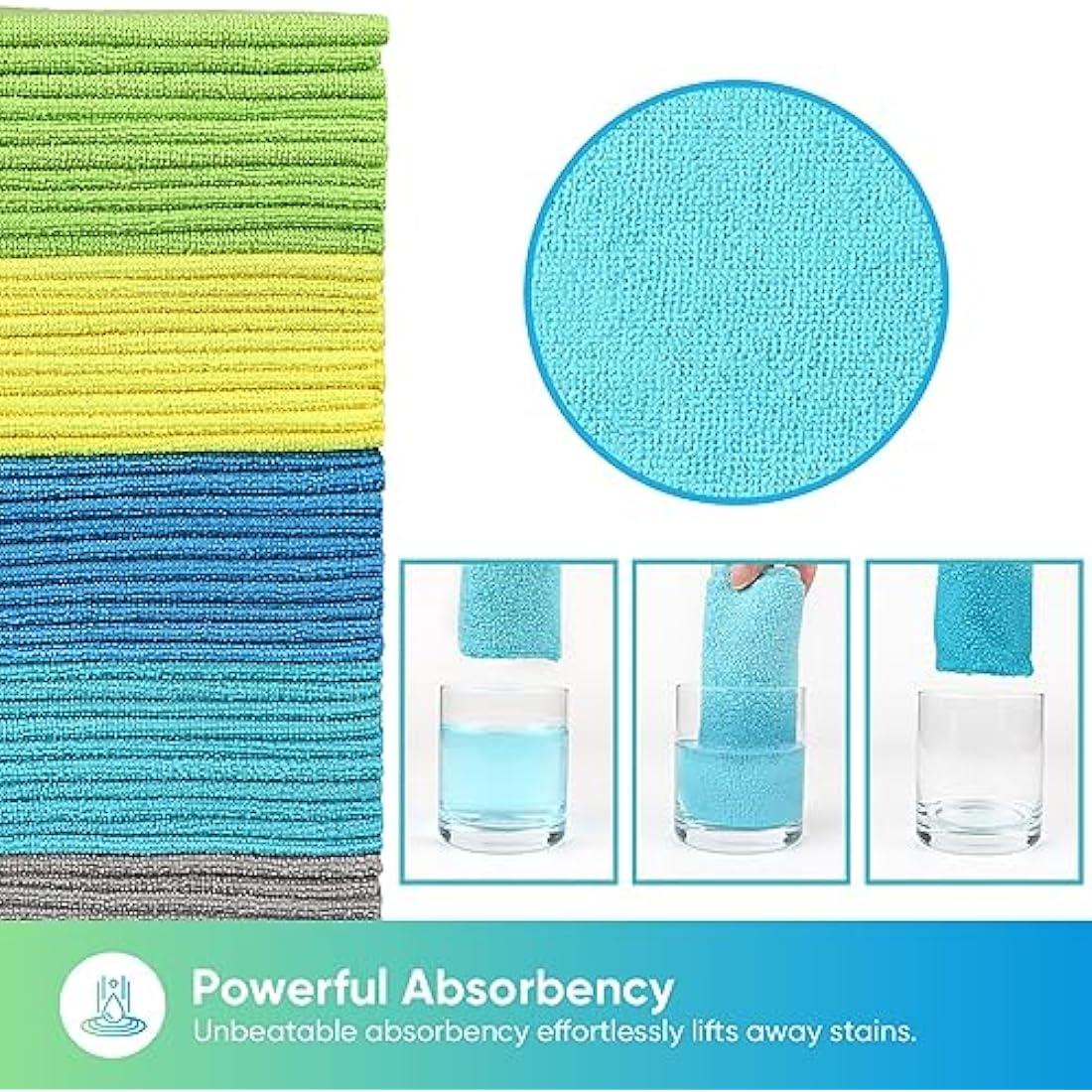 HOMEXCEL Microfibre Cleaning Cloths 100 Pack, Highly Absorbent Cleaning Towels, Lint Free & Scratch-Free Cleaning Rags for House, Kitchen and Car, Multi-Color Microfibre Towels 30X30 CM