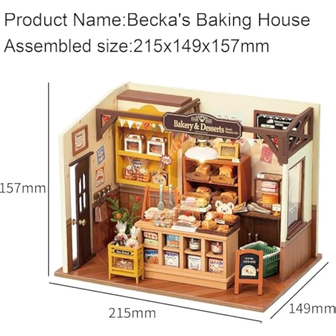 RoWood DIY Miniature Doll House Kit Bakery | Wooden Dollhouse Model Book Nook Kit | Craft Kits Gifts for Adults and Teens (LAT-DG161)