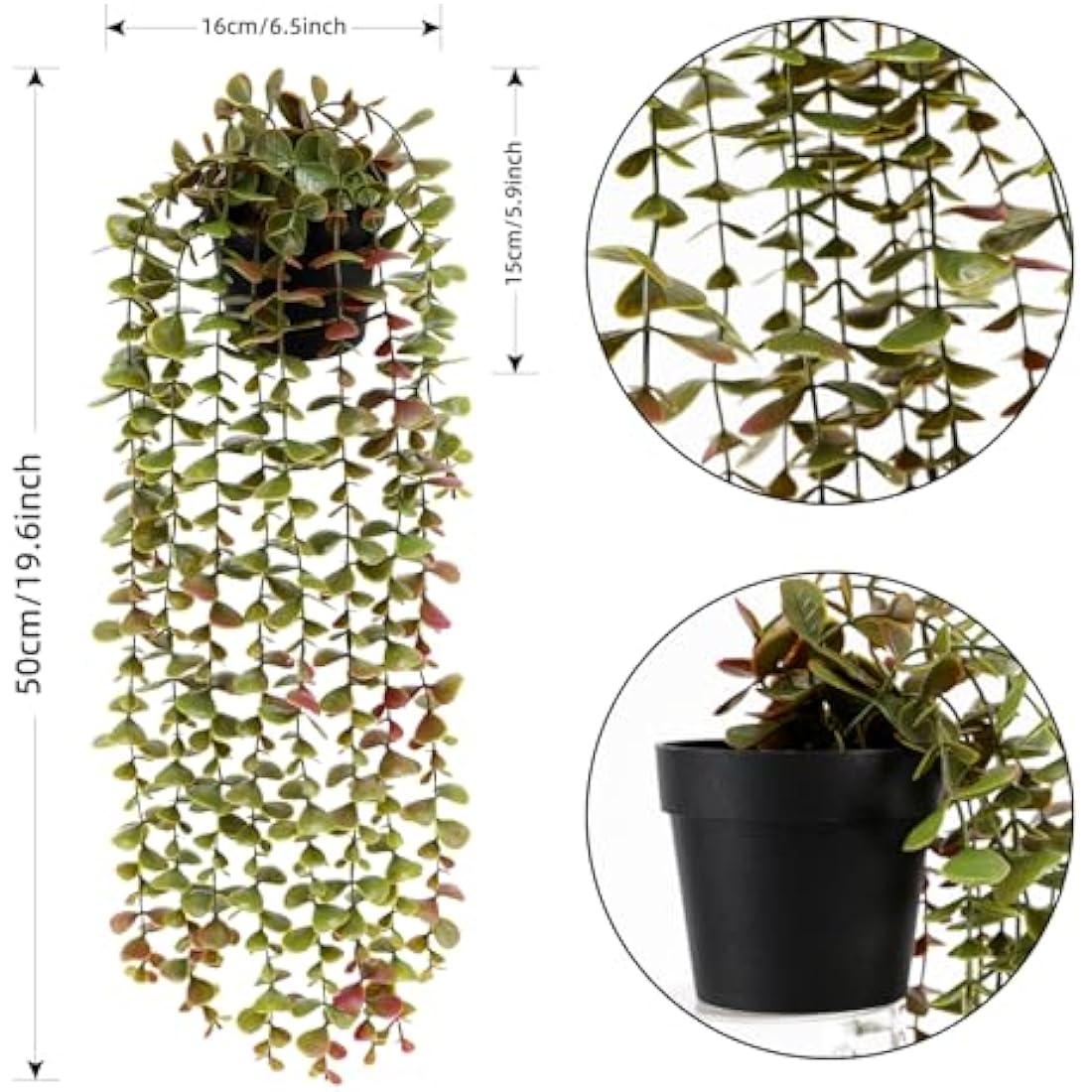 Veryhome 2Pack Artificial Hanging Plants in Potted Eucalyptus Fake Vines Faux Greenery Fake Plants Artificial Eucalyptus Vine in Pot for Wall Room Indoor Outdoor Decoration(Green)