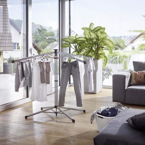 Leifheit Umbrella Stand Dryer LinoPop-Up 140 umbrella clothesline, free-standing outdoor clothesline for gardens and campsites, outdoor washing line
