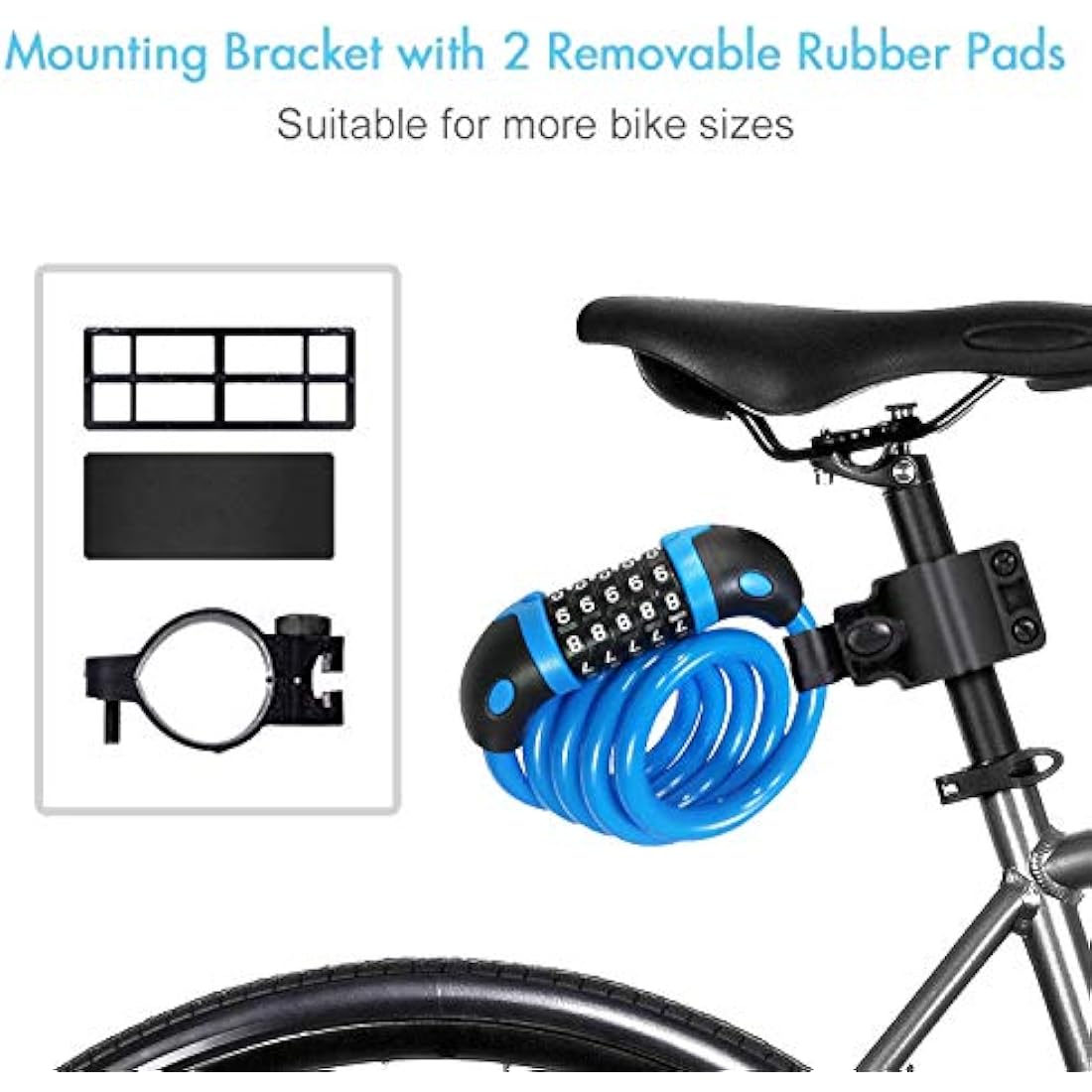 REHKITTZ Bike Lock Bicycle Locker Combination 5 Digit 120cm/12mm Long Cycle Cable Locks Bikes Chain High Security for E-Bike Mountain Bike Outdoor Ski Gate Accessories