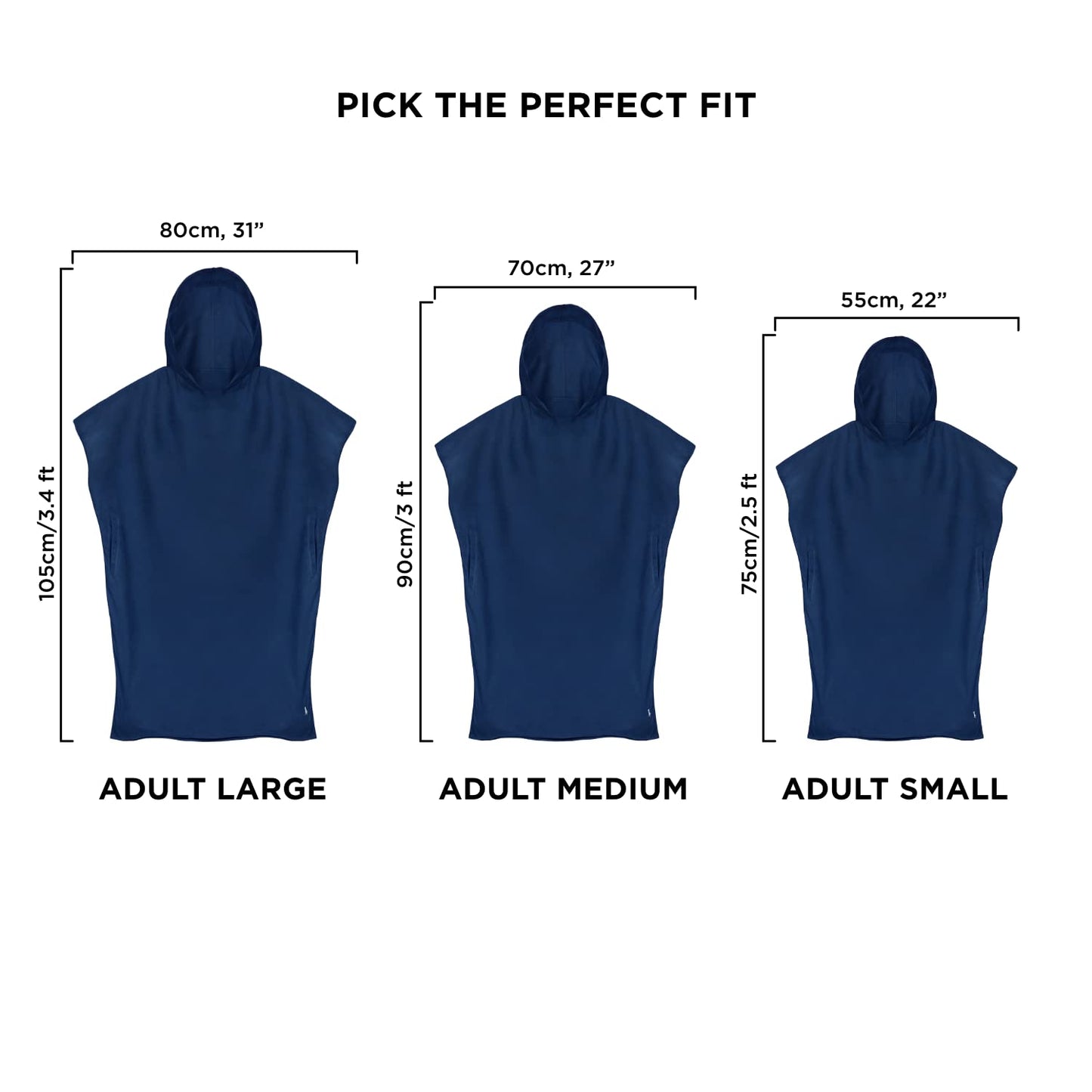Dock & Bay Adult Beach Poncho - Hooded Towel with Deep Pockets - for Beach & Pool - Super Absorbent, Quick Dry - Classic - Yosemite Navy, Medium