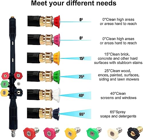 Pressure Washer Extension Wand - 9 Pack Gutter Cleaning Tools Extension Wand, Power Washer Replacement Lance with 5 Nozzle Tips, 1/4" Quick Connect,