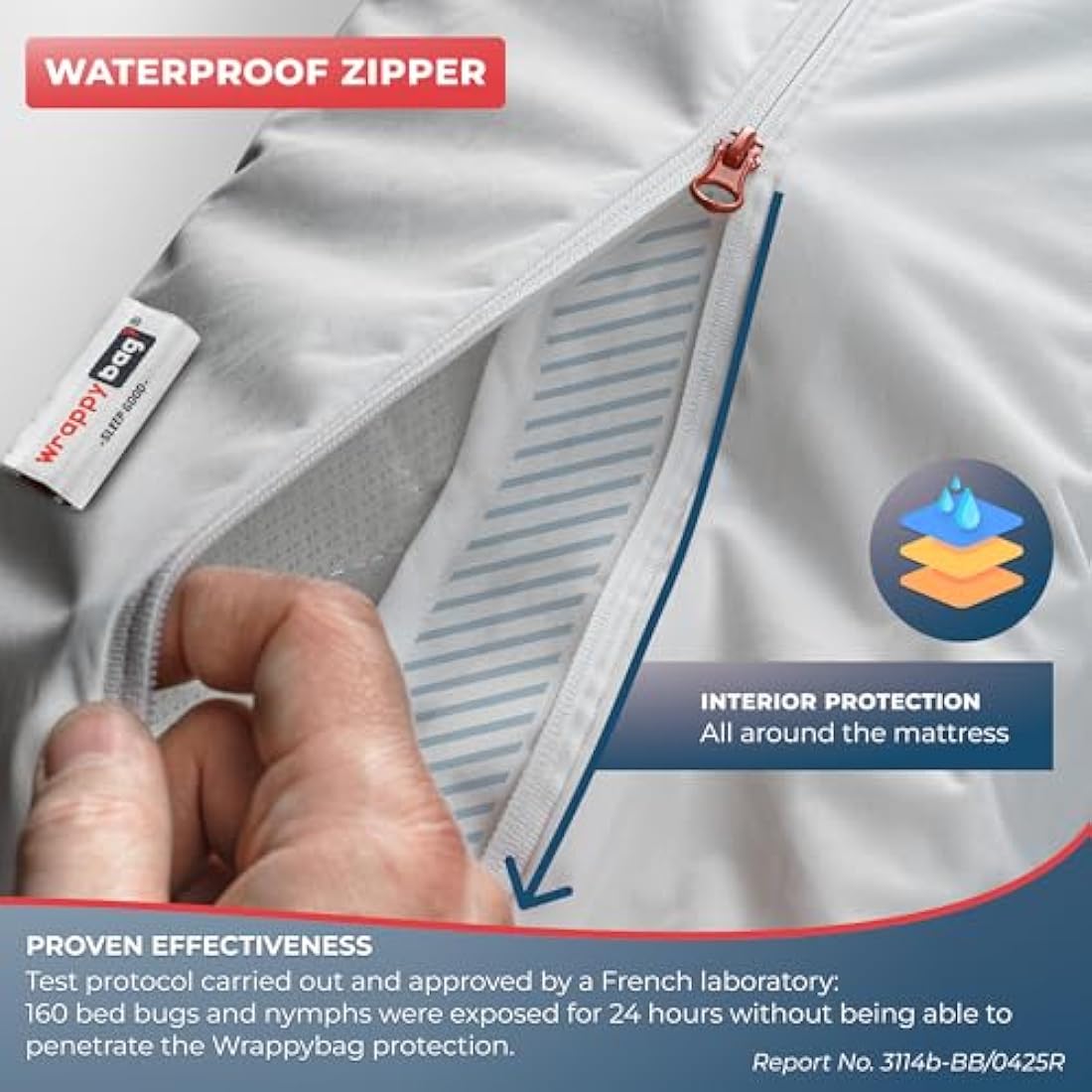 WRAPPYBAG Bed Bugs Mattress Protector - Mattress Cover - Zipped Mattress Protector - Waterproof - Cotton Surface - Single Size