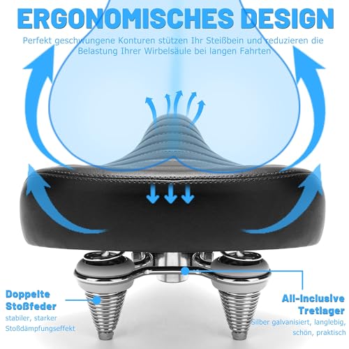 CDYWD Comfortable Bicycle Saddle for Men and Women, Wide Soft Bicycle Saddle, Ergonomic Comfortable Padding Bicycle Seat, Universal Replacement