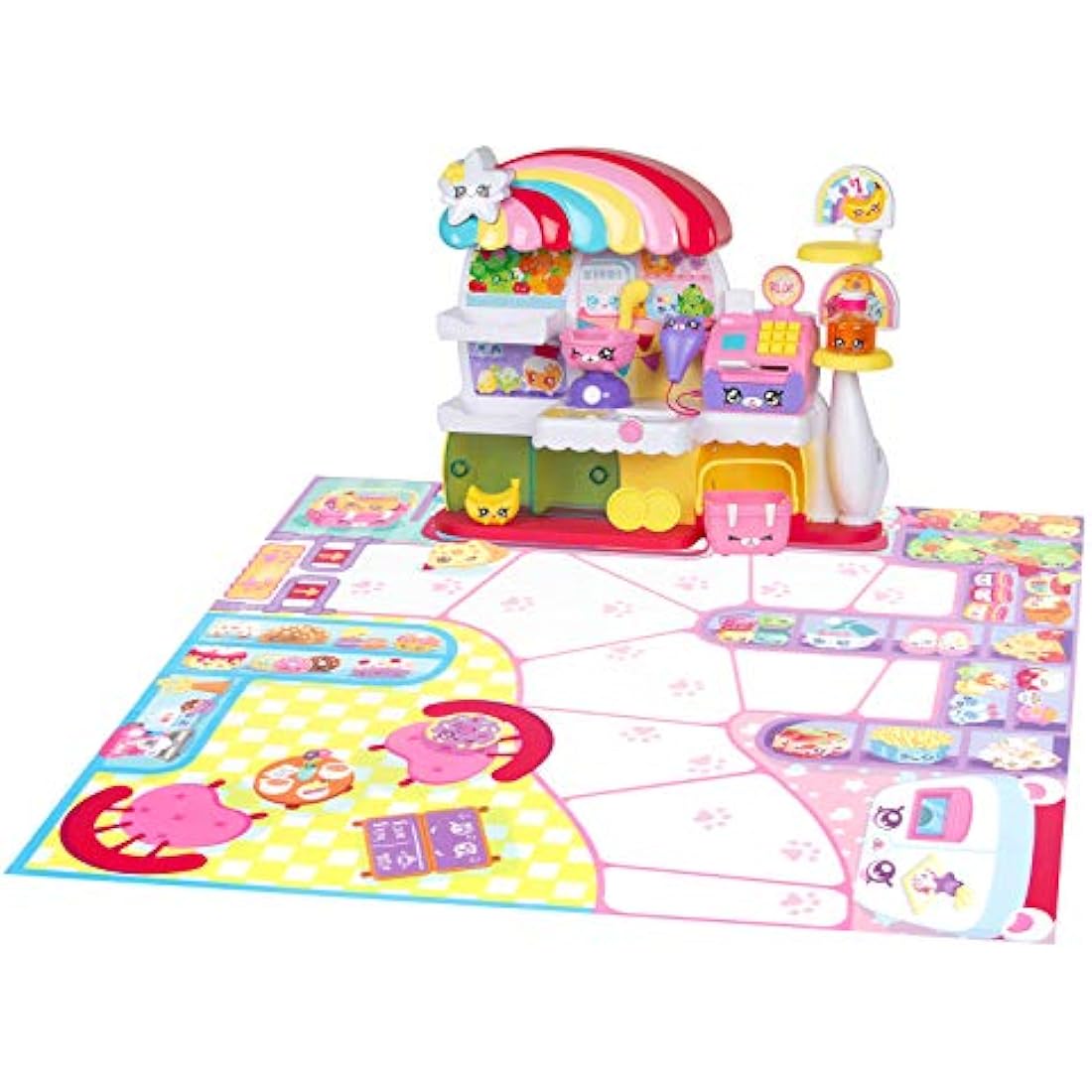 Kindi Kids Kitty Petkin Supermarket, 2 Shopkin and vinyl playmat, Multi-Colour