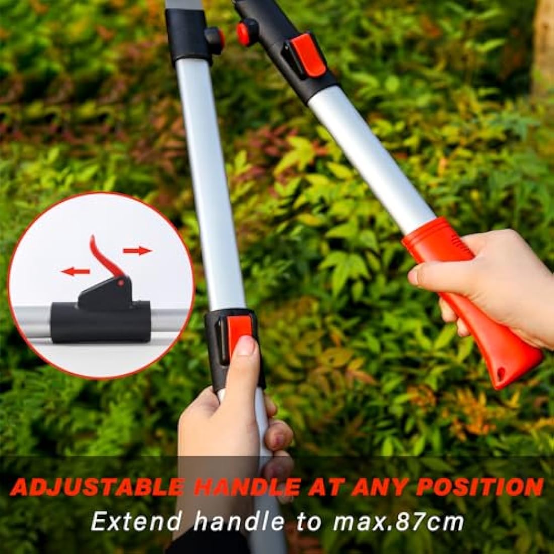 FLORA GUARD Telescopic Hedge Shear, Extendable Handles Adjust to Exact Length Required 67cm to 88cm, Super Lightweight Approx 1kg, Garden Shears with Aluminum Handle, Ideal for Trim Hedges and Bushes