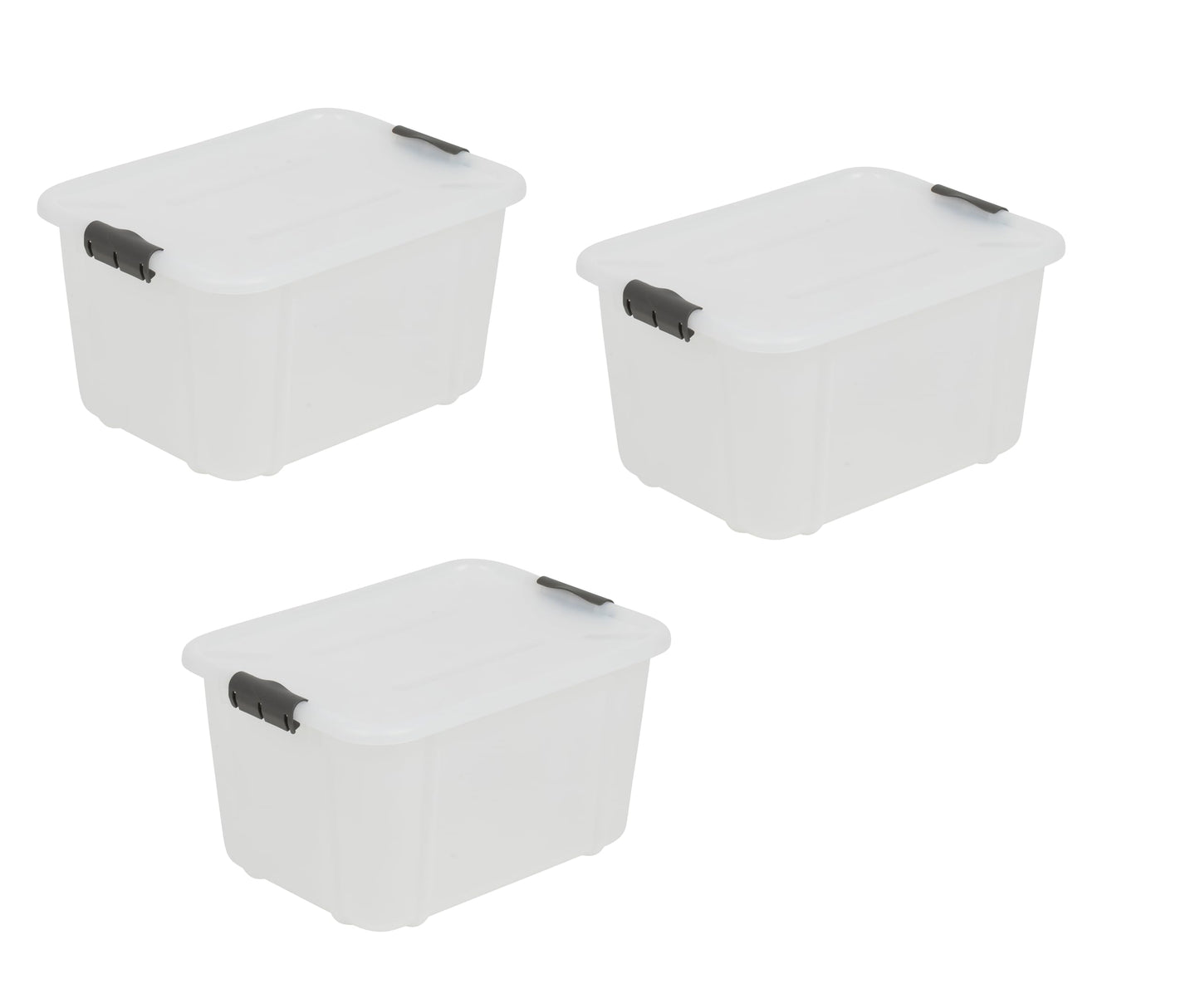 BranQ Home essential Universal Storage Container with Lid Velur, Set of 3, Size 16 L, BPA-Free Plastic PP, Transparent