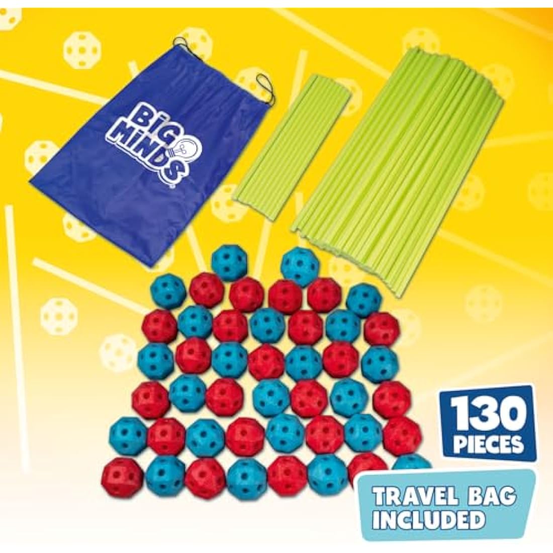 Big Minds - Den Building Kit Glow In The Dark | Fort Building Kits For Kids | Construction Toys Stem 130 Piece | Den Making Kit Infinite Shapes | Den Making Kit | 5 Year Old Girls Gifts |