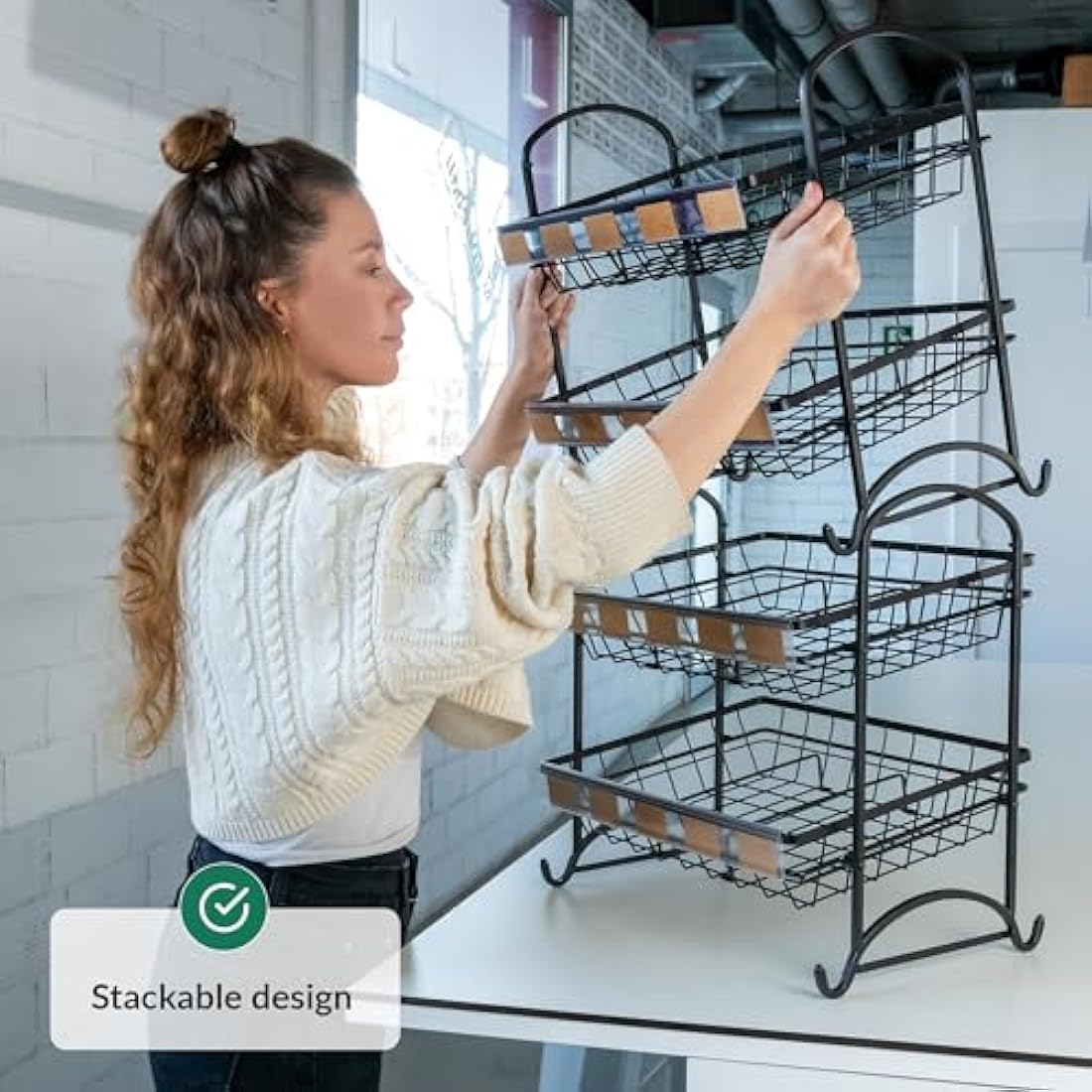 Candy Display Rack | Stackable Candy Organiser | Snack Organiser For Countertop | Snack Display Shelf And Chip Rack For Shops | Snack Stand For Office or Home