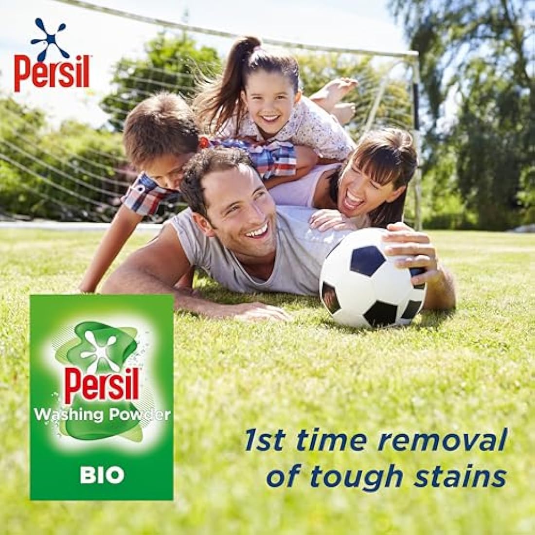 Persil Bio Washing Powder 100% recyclable pack for stain removal first time 4x 1.05 kg (84 washes)
