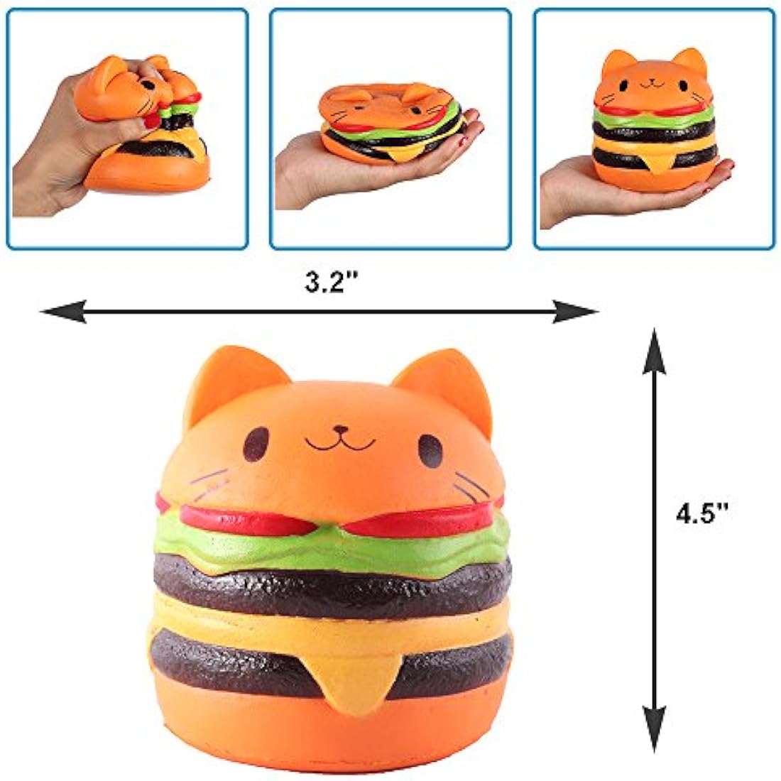 Anboor Squishies Hamburger Cat Jumbo Slow Rising Kawaii Bread Squishies Toy Prime Cheap for Collection Gift,Color Random