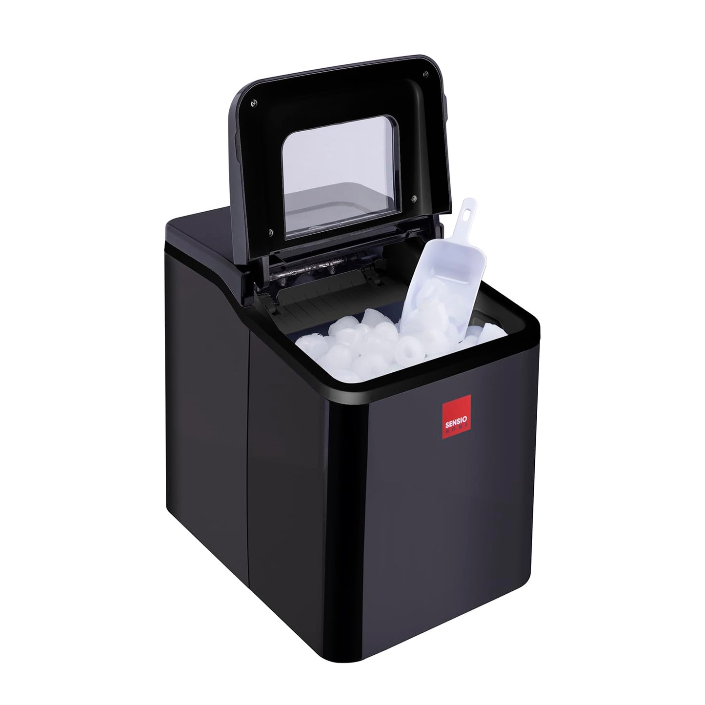 Sensio Home Ice Cube Maker Countertop Machine 9 Ice Cubes in Minutes, 12KG of Ice in 24 Hours, Large & Small Ice, Self Cleaning, With Ice Basket &