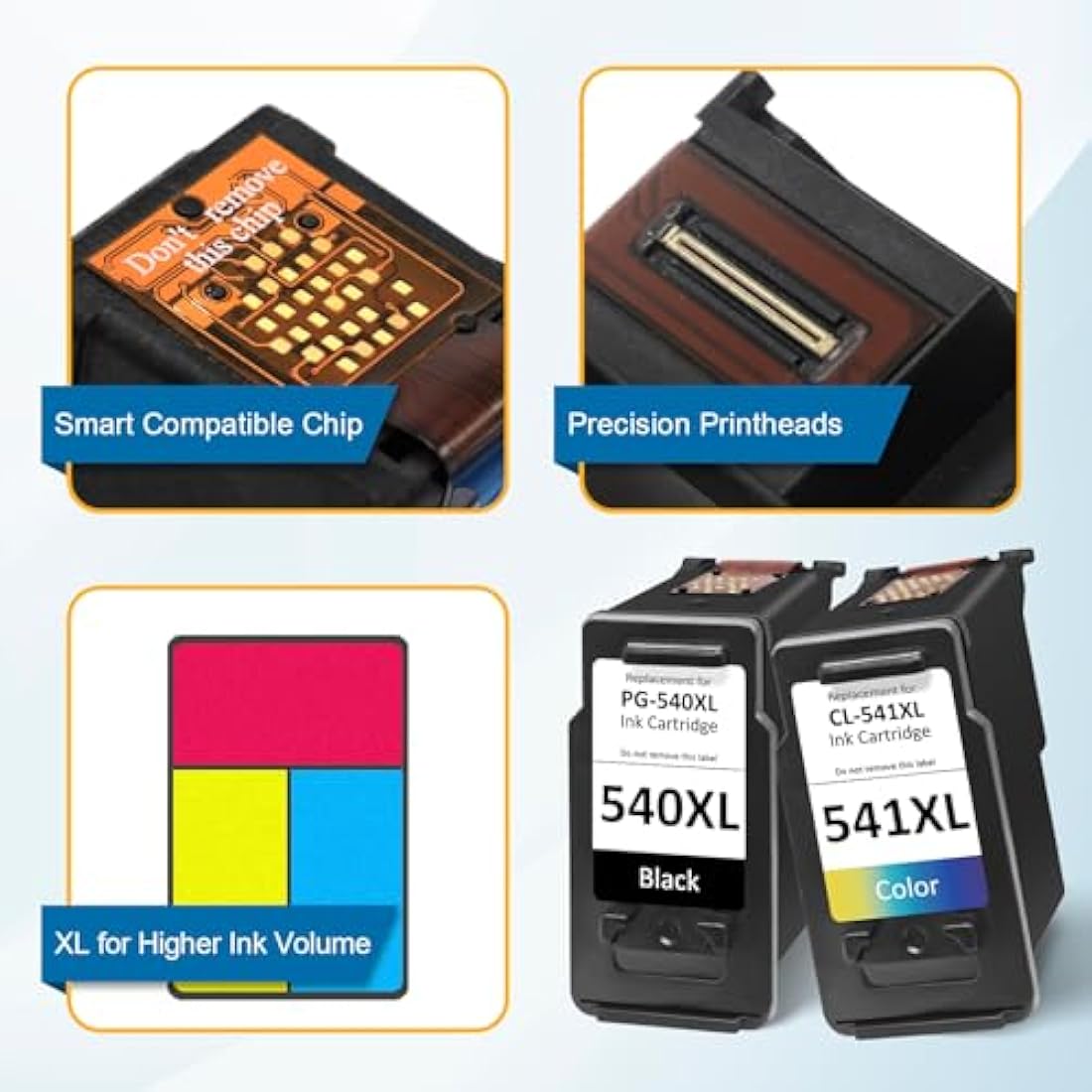 CARTRIGO 540XL 541XL High Capacity Ink Cartridges – Remanufactured Replacement for Canon 540 and 541 Ink Cartridges – Compatible with Pixma MG3600 MG3650 TS5150 MX475
