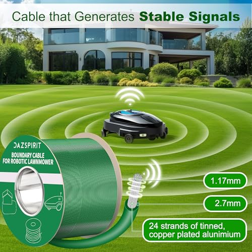 DazSpirit 200 m Boundary Cable + 100 Pegs + 20 Cable Connectors + 10 Connection Terminals for Robot Lawnmower, Garden Wire Accessory Set, Compatible