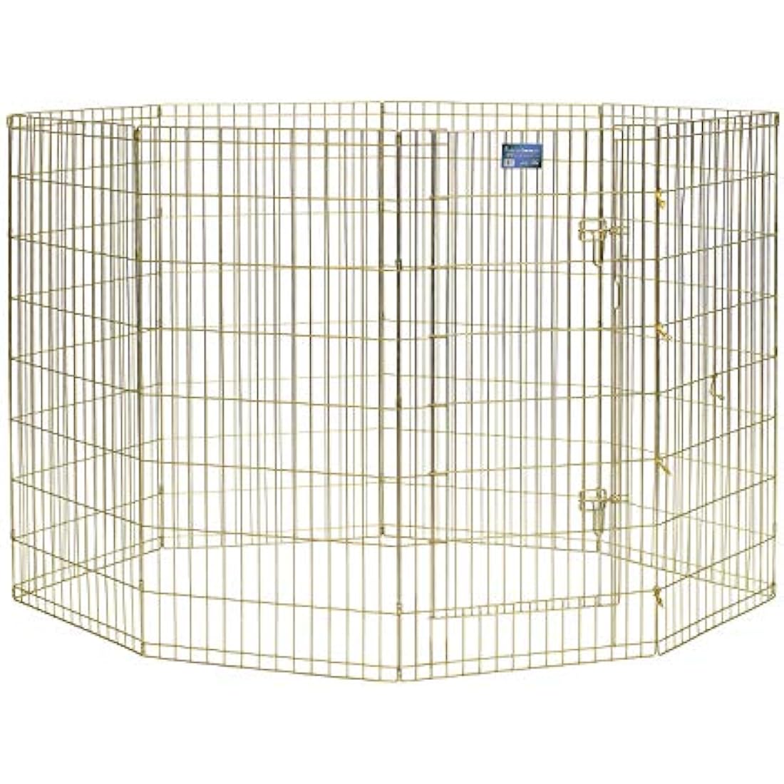 MidWest Homes for Pets Folding Metal Dog Exercise Pen and Pet Playpen with Door, Includes Grounding Stakes and Provides 1.5 Meters of Play Space, 122 cm Tall, Gold Zinc, 548-48