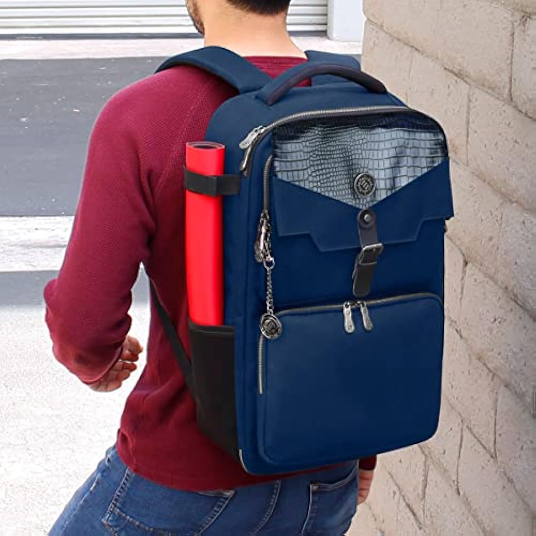 ENHANCE MTG Backpack - Collector's Edition TCG Backpack for Deck Boxes, Sleeved Cards, Playmats, MTG Accessories - Customizable Card Organization with Built-in Defender Screen (Dragon Blue)