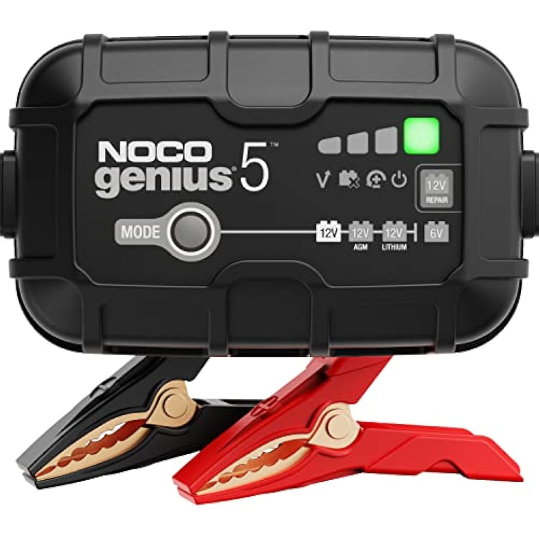 NOCO GENIUS5: 5A 6V/12V Smart Battery Charger – Automatic Maintainer, Trickle Charger & Desulfator with Overcharge Protection & Temperature Compensation – For Lead-Acid & Lithium Batteries