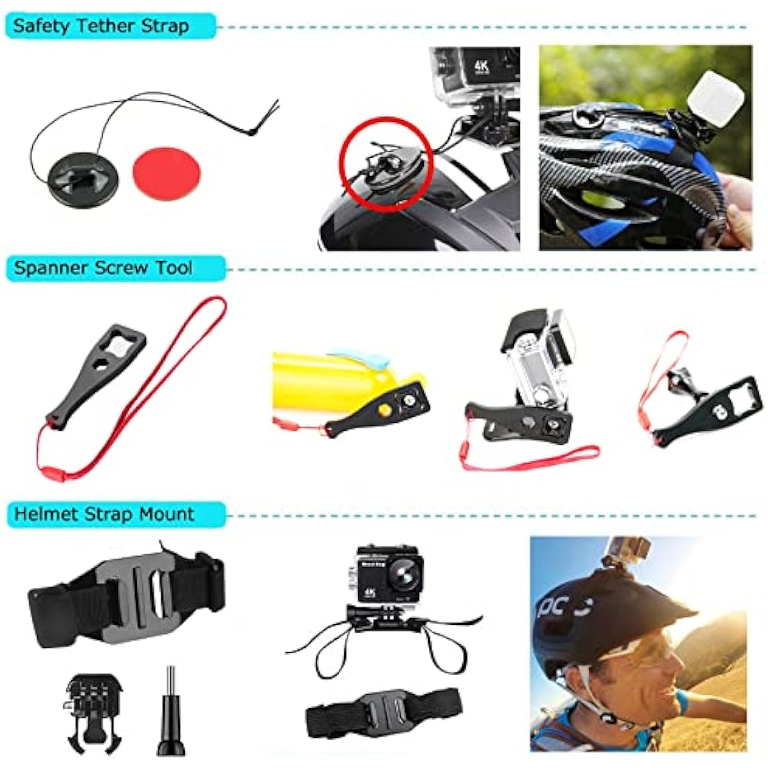 Ci-Fotto Action Camera Accessories Set, 50-in-1 Sports Camera Accessories Compatible with Hero 13 12 11 10 9 8 7, Max Insta360 GO 2 SJ6000 SJ5000 DJI OSMO Action Cam DBPOWER AKASO