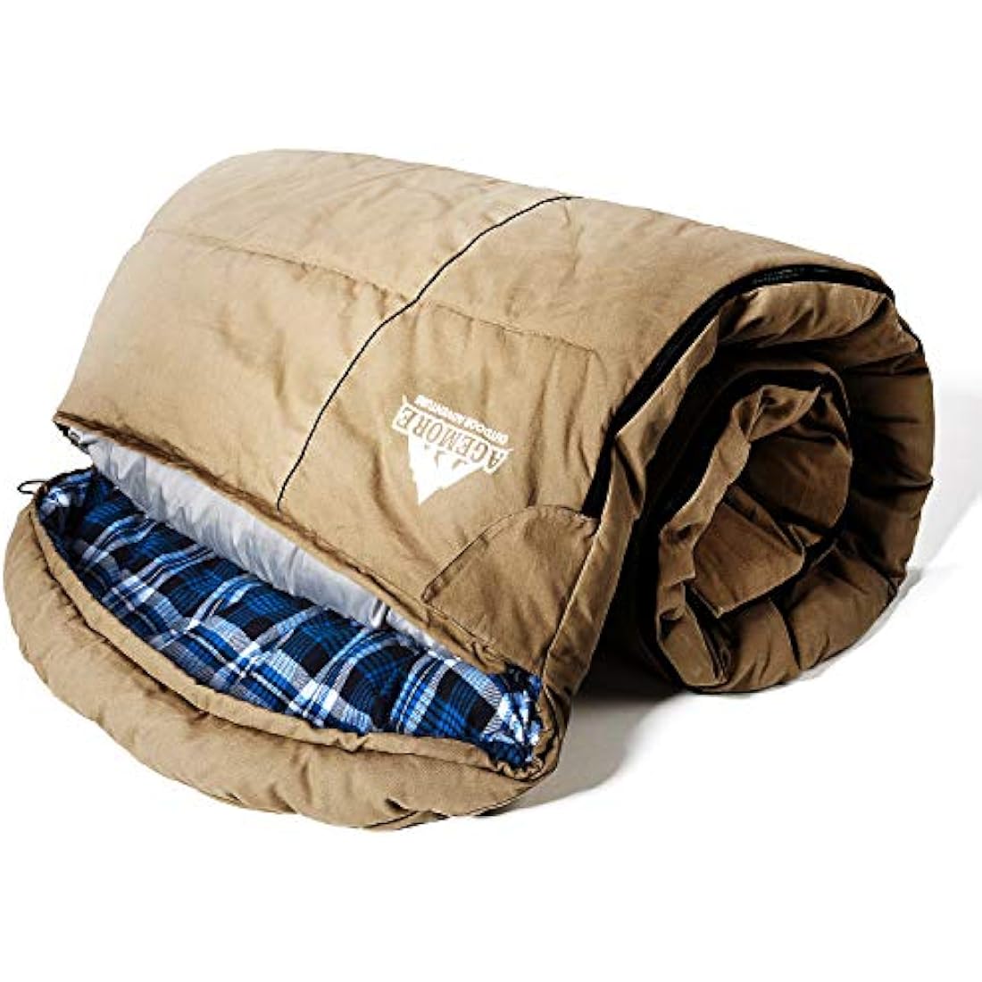 Winter 0 Degree Canvas Sleeping Bag for Fishing, Hunting, Traveling and Camping Particularly in Cold Winter Outdoor with Removable Flannel Liner and Free Compression Sack for Big and Tall Adults