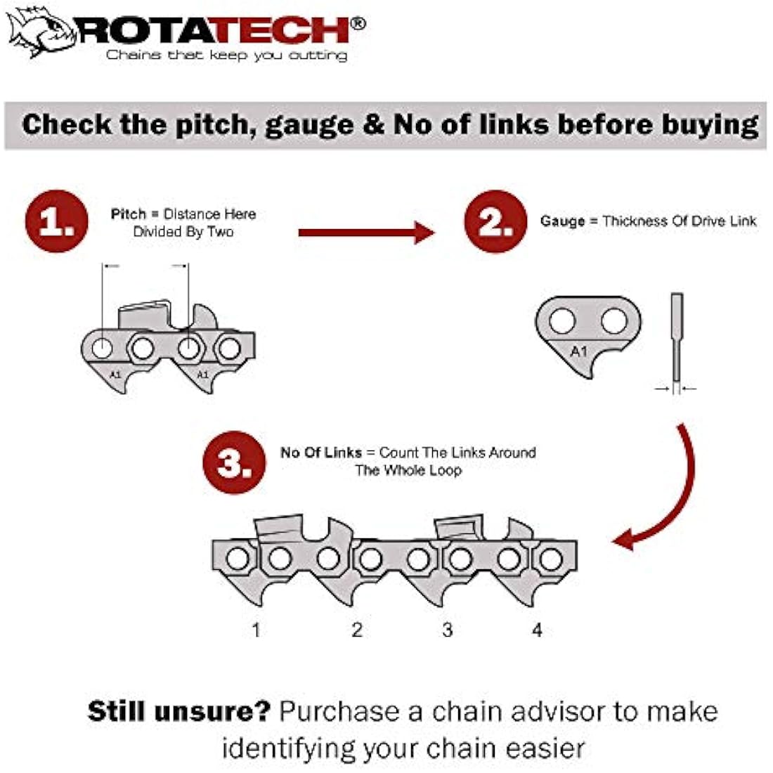 2 X 14 35 cm Rotatech Chainsaw Chains. 3/8" LP Pitch, 0.050" Gauge, 50 DL Drive Links. Compatible with Stihl 018 MS180 MS181 020 021 023 MS200T MS211 MS201T MS231
