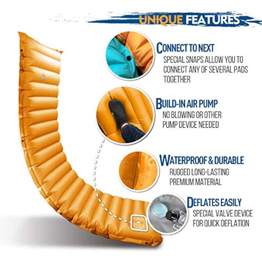 ZOOOBELIVES Extra Thick Inflatable Sleeping Pad with Built-in Pump – Lightweight & Portable Camp Bed for Hiking, Backpacking & Car Travel – Airlive2000