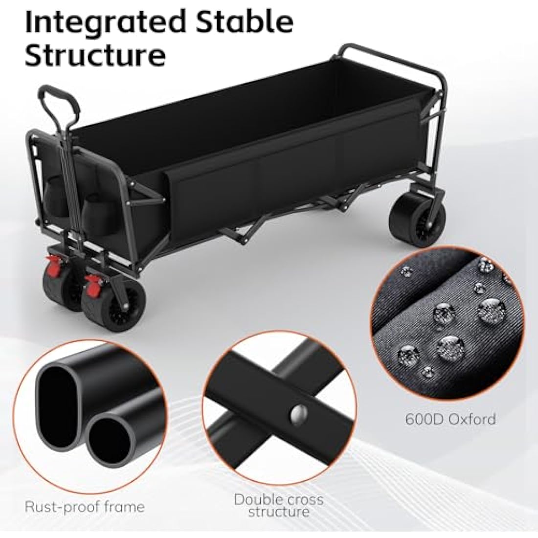 Folding Camping Trolley - Festival Trolley on Wheels Morpilot Portable Foldable Wagon 330lbs Beach Heavy-Duty Cart Picnic Transporter for Outdoor Shopping Sports Fishing Garden