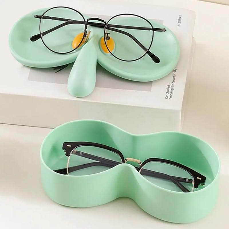 ARFUKA Glasses Holder Stand with Double-Layer Tray Fun Decor Organizer for Eyeglasses, Sunglasses & Jewelry - Nightstand/Desktop Storage Green