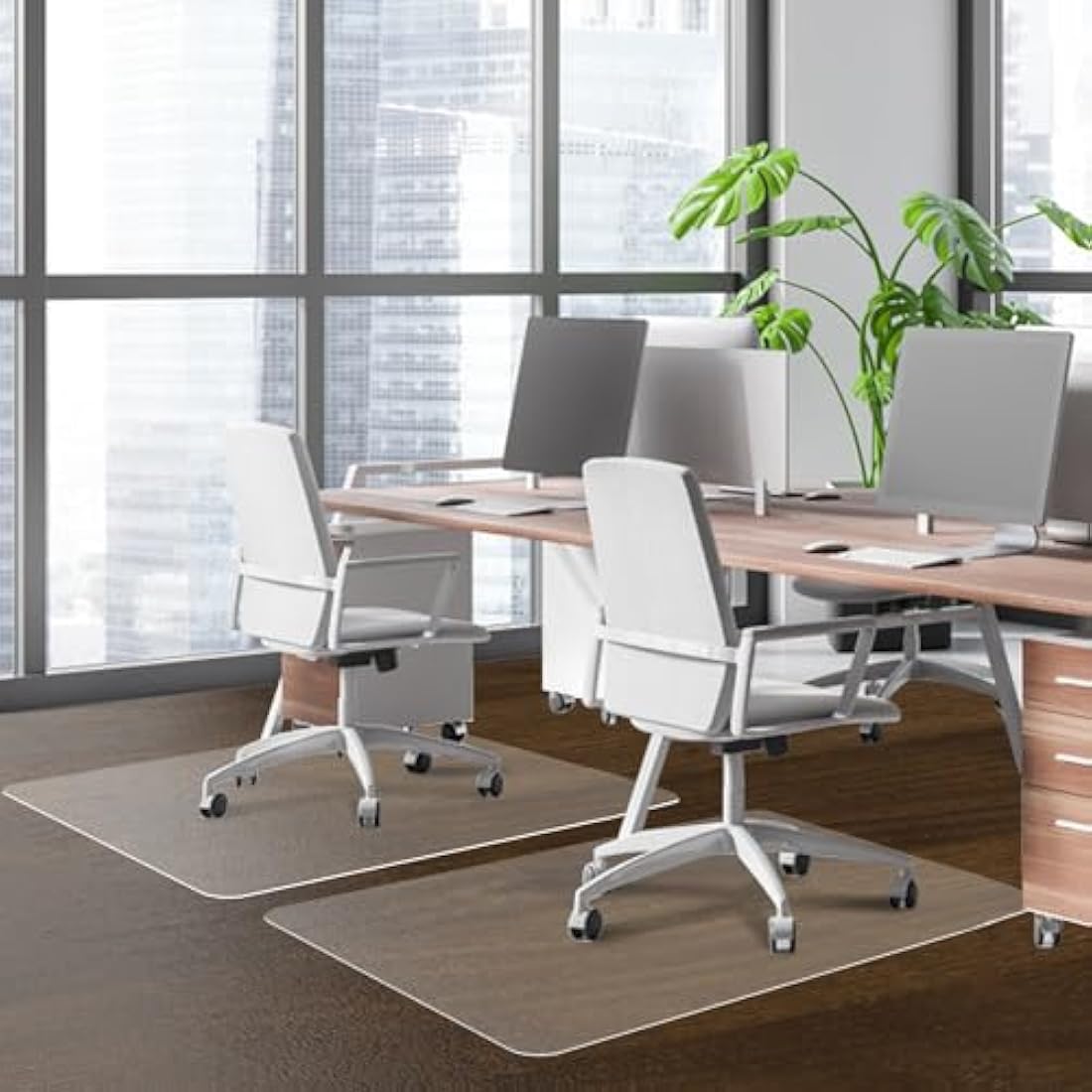 SHAREWIN Office Chair Mat for Hard Wood Floors, 120x90 cm Heavy Duty Anti-Slip Hardwood Floor Protector Rug, Easy Clean