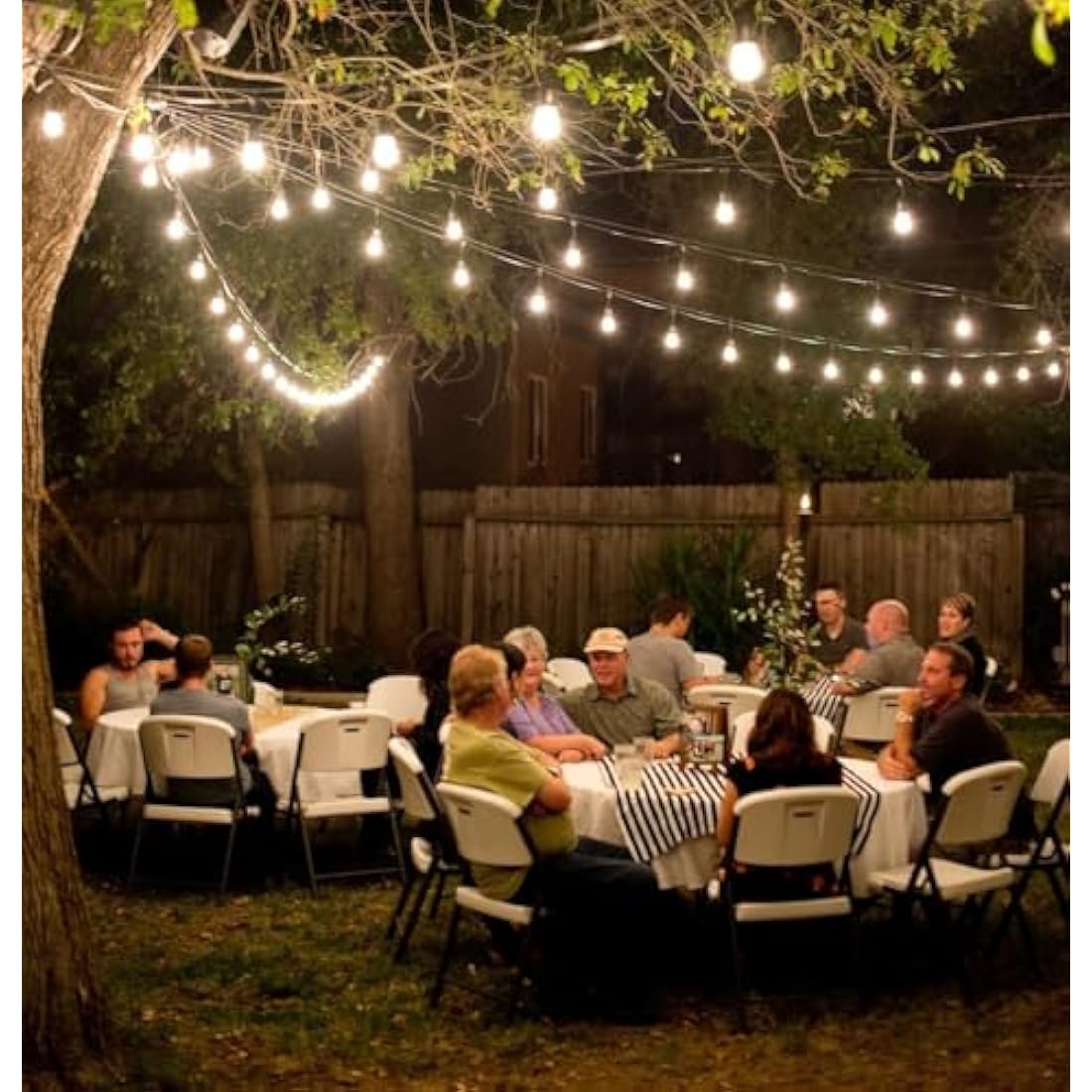 Spacelumen 98FT Outdoor String Lights Mains Powered, 32 Pcs 2W S14 LED E27 Screw Bulb, 2700K Warm White S14 Garden String Festoon Lights for Patio Party Wedding Yard Gazebo
