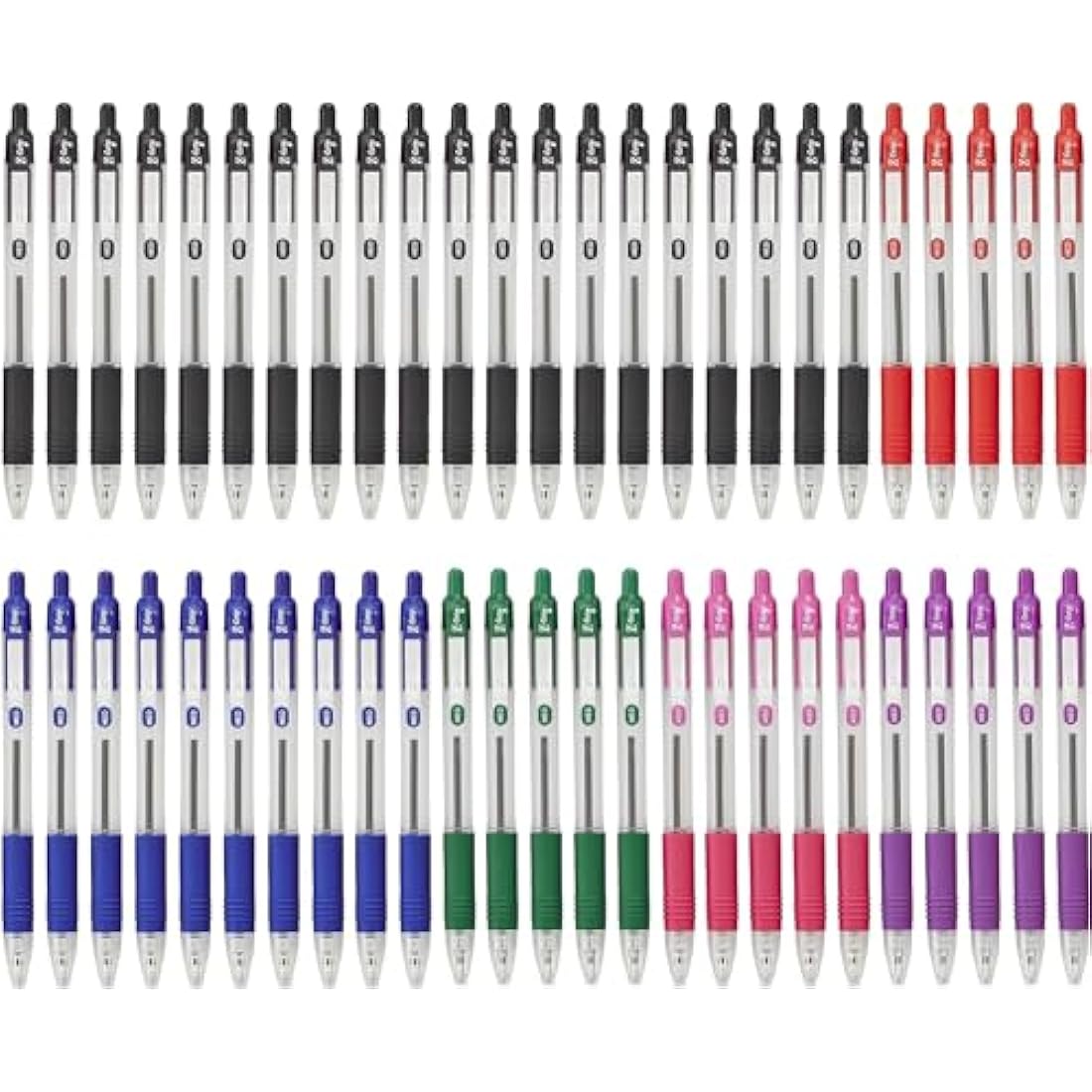 ZEBRA Z GRIP Assorted Ballpoint Pens, Retractable with Smooth Ink, Comfortable Grip and Pocket Clip Reliable Biro Medium Point 50 Pack 5 Assorted Colours