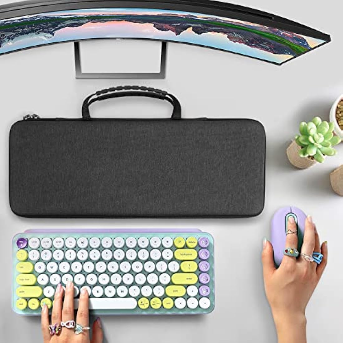 Geekria 75% Keyboard Case, Hard Shell Travel Bag for Compact 84 Key Computer Mechanical Gaming Keyboard, Compatible with Logitech POP Keys/POP ICON Combo/MX Mechanical Mini (Dark Gray)