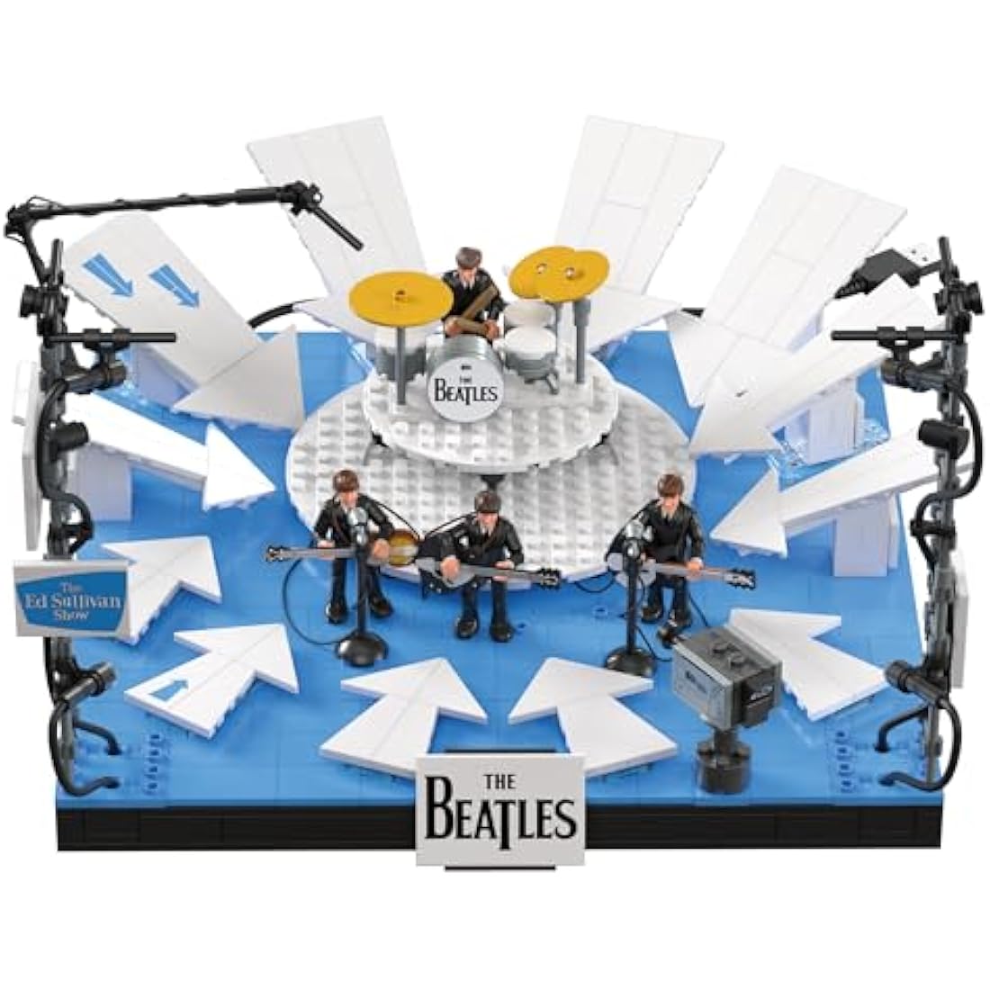 MEGA The Beatles Building Set with 681 Pieces, 4 Poseable Action Figures and Ed Sullivan Stage, with LED Lights, for Adult Collectors, HVH42