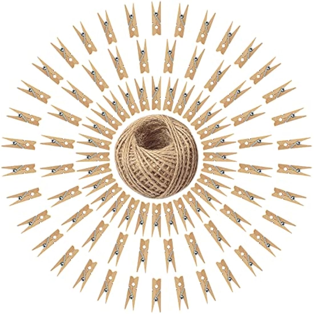 jijAcraft 3.5cm Mini Wooden Pegs: 100Pcs Mini Photos Pegs for DIY Crafts Brown Photo Display Clips Small Wooden Clothes Peg for Hanging Photos Cards