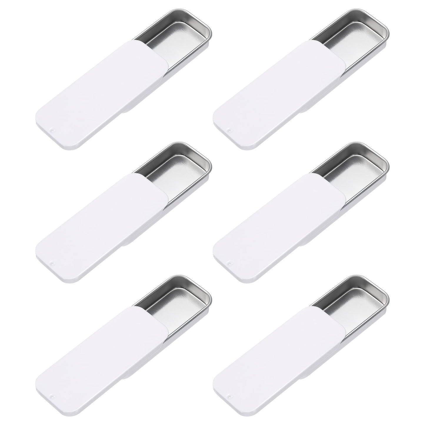 sourcing map 6Pcs Slide Top Tin Containers, Mini Metal Empty Tins Box with Sliding Lids, 3.1"x1.3"x0.4" Rectangular Storage Organizers for Lip Balm