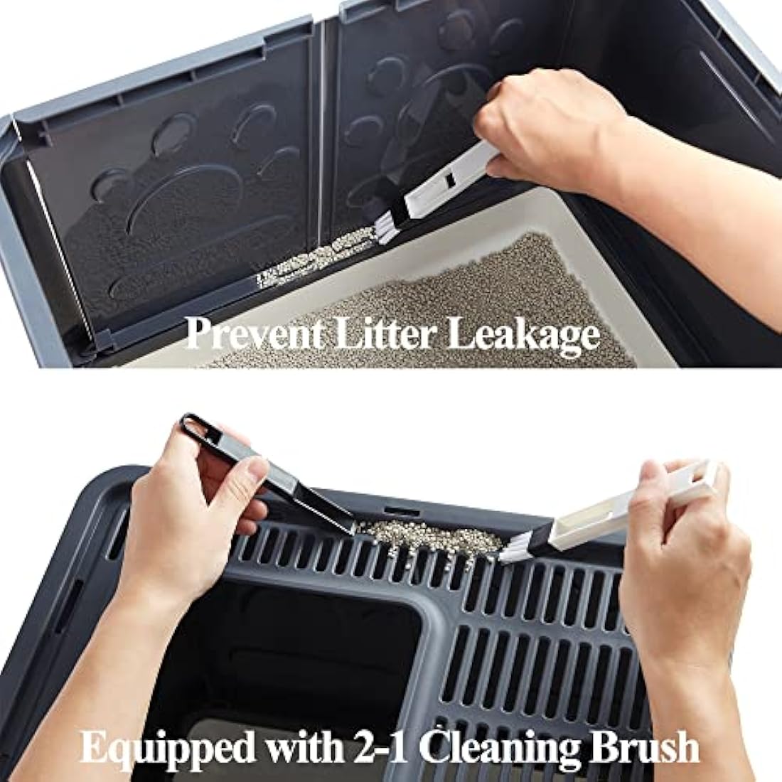 Vealind Covered Cat Litter Box with Lid for Small and Medium Cats, Top Entry Drawer Type with Front Door Cat Litter Tray (Black)