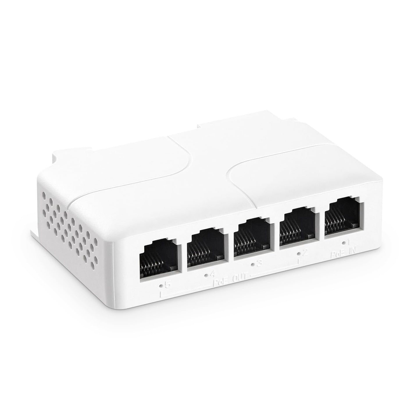 YuLinca 5 Port PoE Extender with 1 PoE in 4 PoE Out, IEEE 802.3 af/at/bt 90W PoE Repeater with 10/100Mbps, Wall and Din Rail Mount PoE Passthrough
