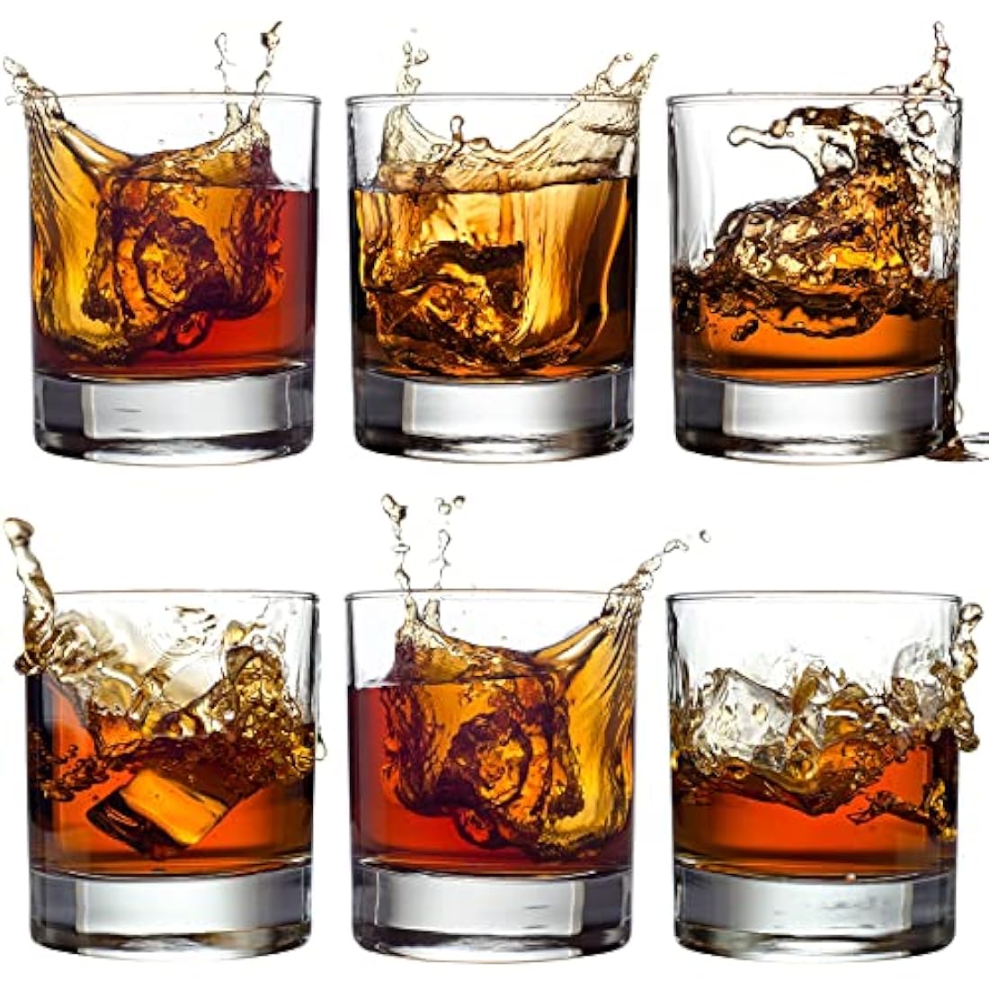 CRYSTALIA Luxury Whiskey Glasses Set of 6, 100% 305ml Heavy Base Tumbler Glasses, Old Fashioned, Bar Drinking Glasses for Whiskey and Irish Whisky