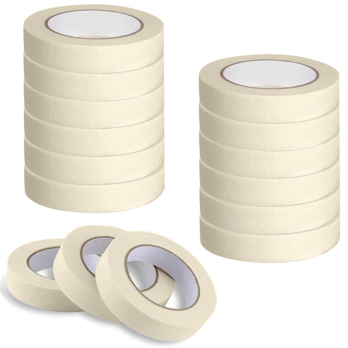 Goysen Masking Tape 15 Rolls (25mm X 50m), General Purpose Painters Masking Tape Adhesive Multi Surface Decorator Tape for Crafts DIY and Indoor