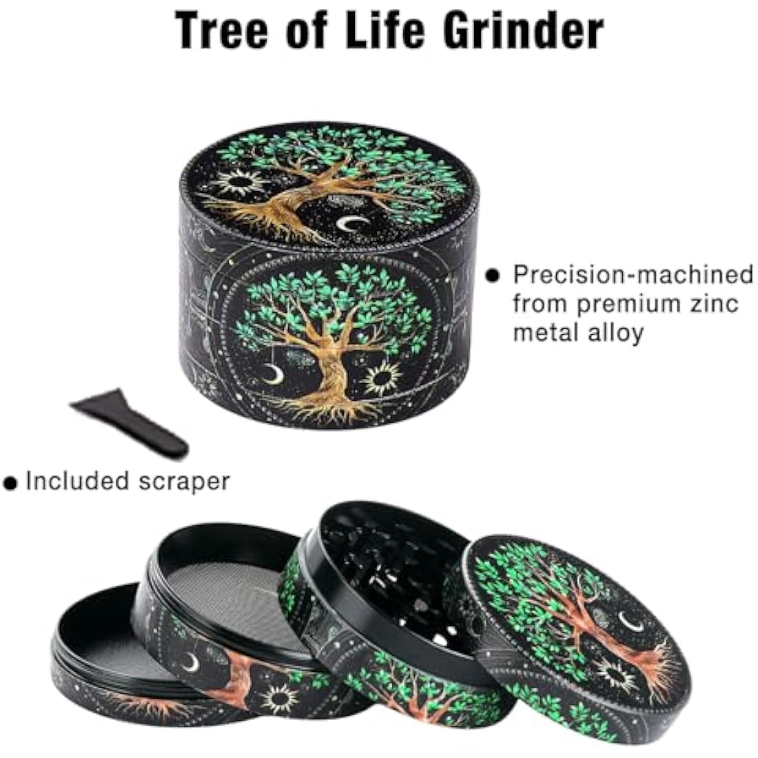 Spespo Grinder Set, Includes 2.5 inch Herb Grinder, Rolling Tray, Storage Jar&Rolling Stick, Lockable Bamboo Box Gift Set for Men Women