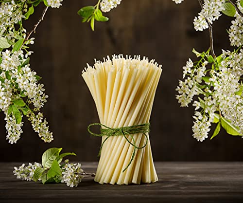 Danilovo Thin Taper Beeswax Candles - Honey-Scented, Decorative Candles Ideal for Birthday Decoration or Church Prayers - White Drip Free, Tall &