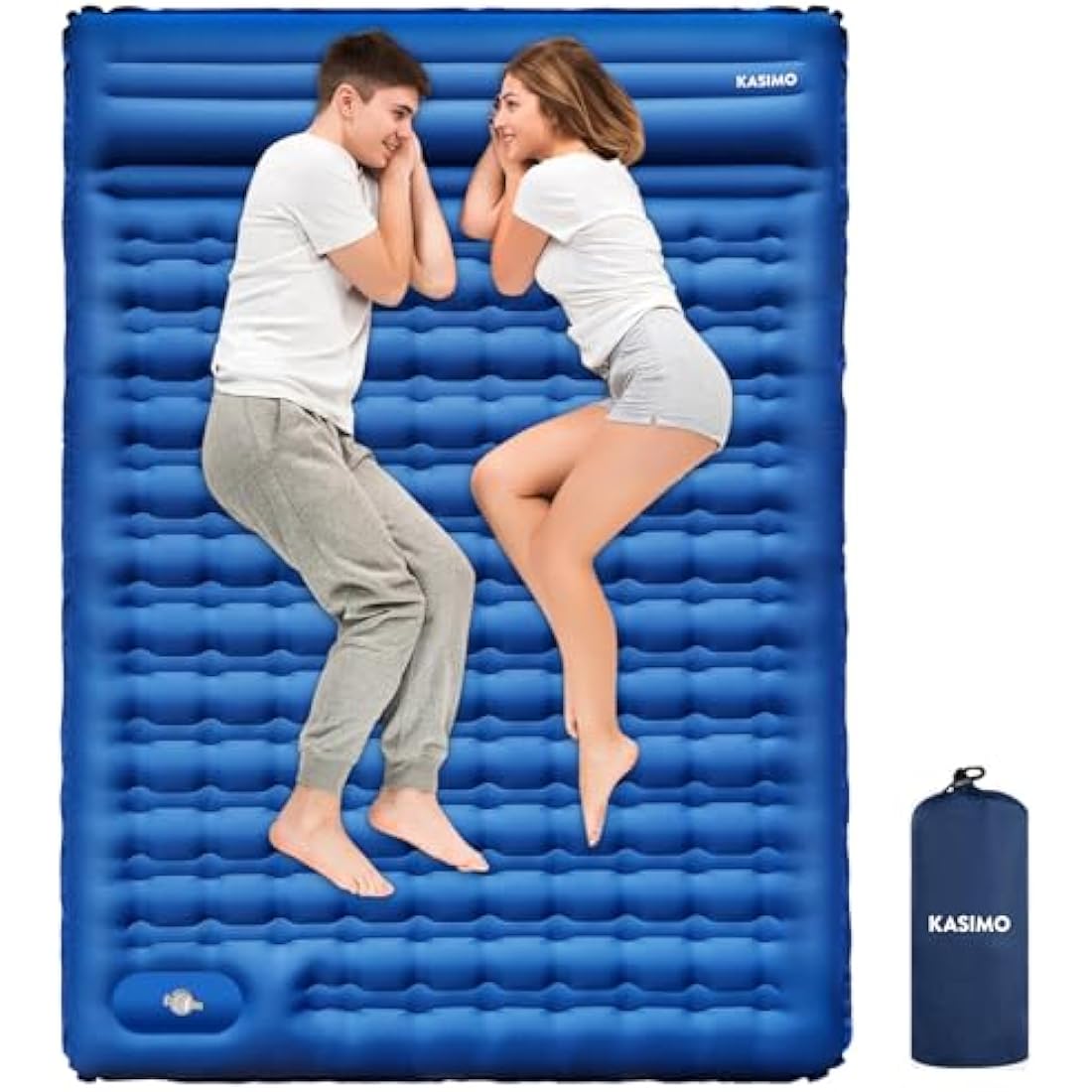 KASIMO Sleeping Mat - Ultralight & Thick Inflatable Camping Sleeping Pad Air Mattress Self-inflating Bed with Built-in Pump & Pillow Compact for Camping Backpacking Hiking Traveling
