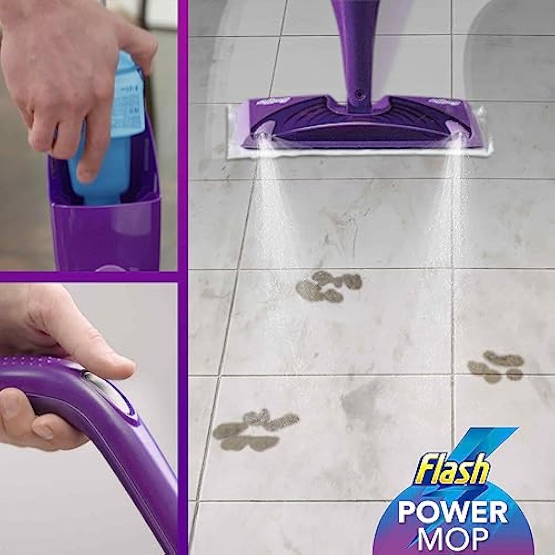 Flash Powermop Starter Kit, All-in-One Dual Spray Mop for Any Type of Floor