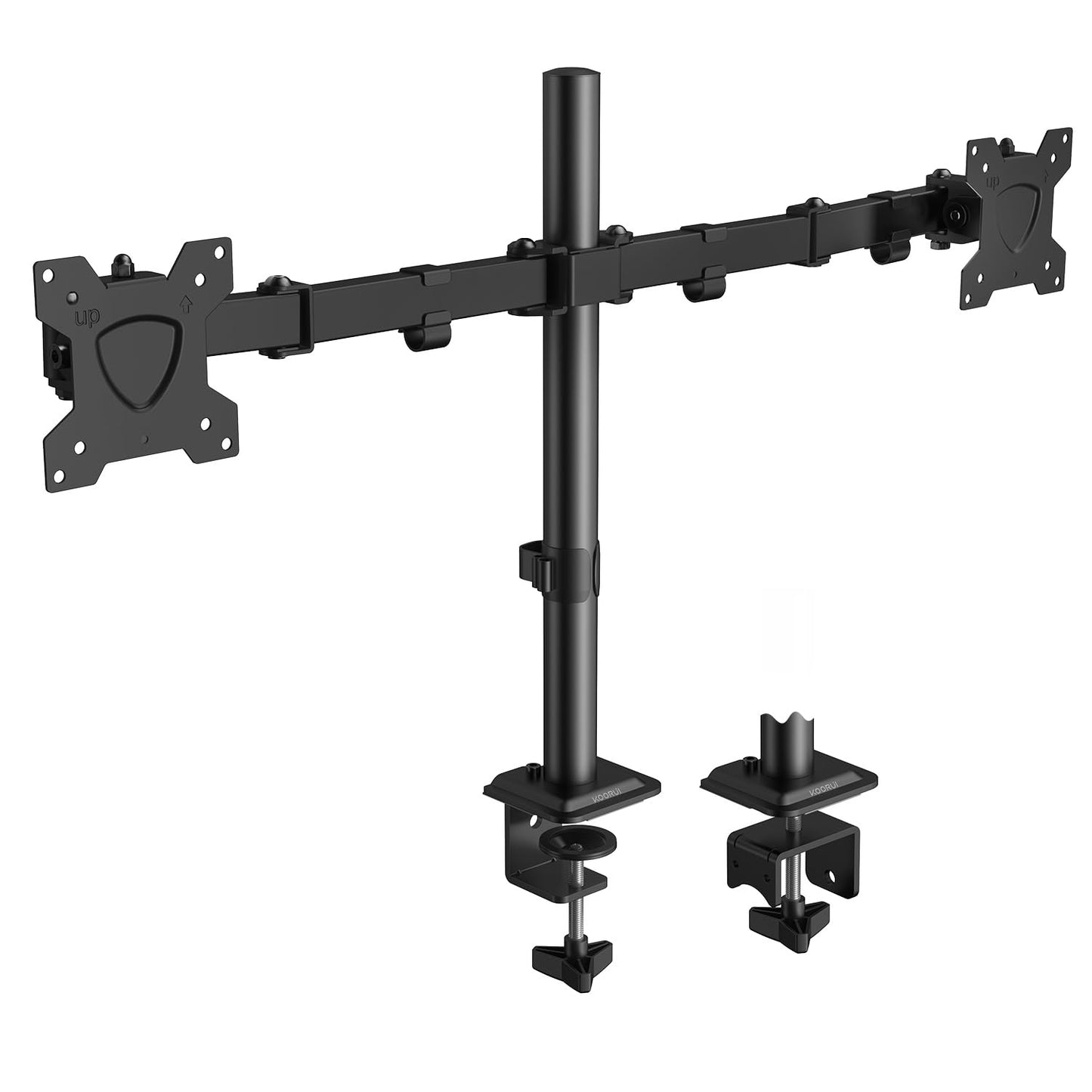 KOORUI Dual Monitor Stand for 13-27 Inch Holds Screens, Ergonomic Height Adjustable Monitor Arm with Rotate 360?/ Adjustable Tilt ?72?/ Swivel 360?,
