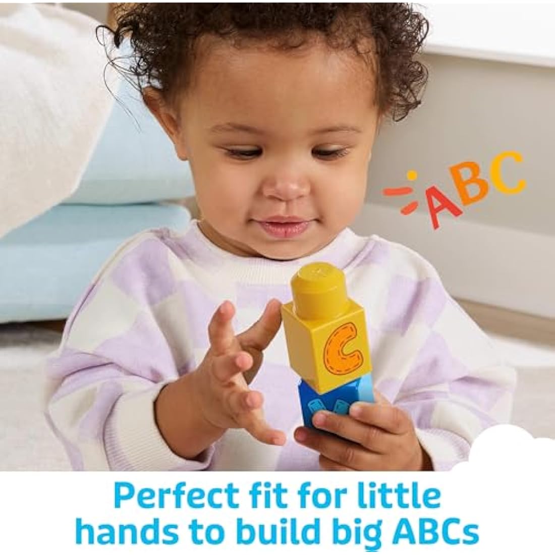 MEGA BLOKS First Builders Toddler Building Blocks Toy Set, ABC Learning Train with 60 Pieces, Ages 1+ Years, DXH35
