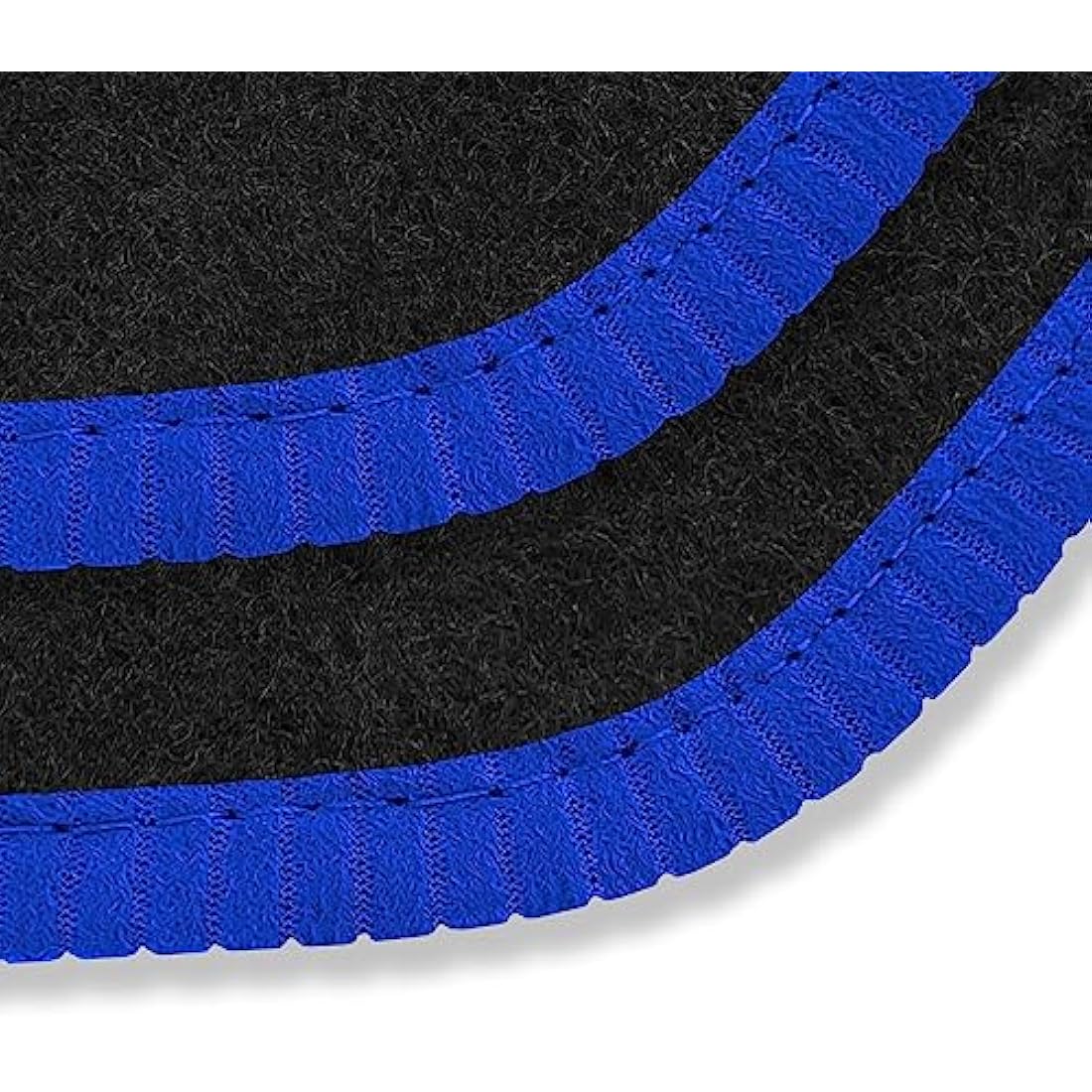Car Mats FOR BMW 1 Series (F20/F21) 2011-2019 Black Carpet - Blue Ribbed Trim - Black Rectangle Heel Pad [SAPP-1372]