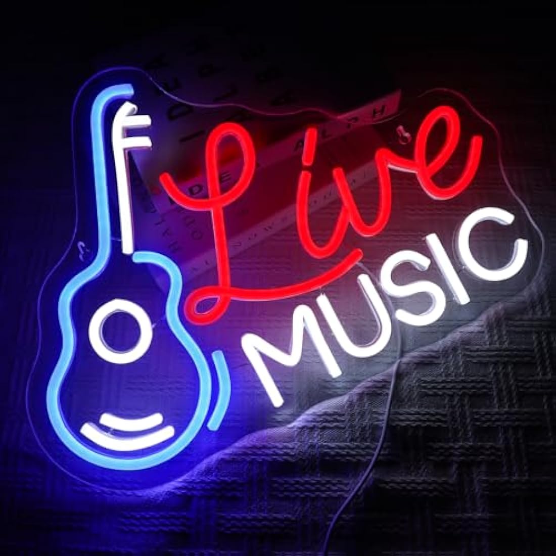 OYCGZV Live Music Neon Light Sign - Guitar Music Neon Sign for Wall Decor Guitar Neon Wall Light USB Led Sign for Bar Rock Music Studio Office Garage Bedroom Room Party Store Home